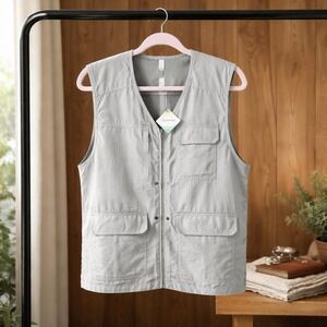 Magellan's Signature Travel Vest Gray Medium Nylon Multi-Pocket NWT Unisex